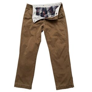 J.Crew Pants Mens Size 33x30 Chino Flat Front Flannel Lined Cotton Tan Brown